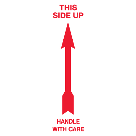 2 x 8" - "Up - Handle With Care" Arrow Labels